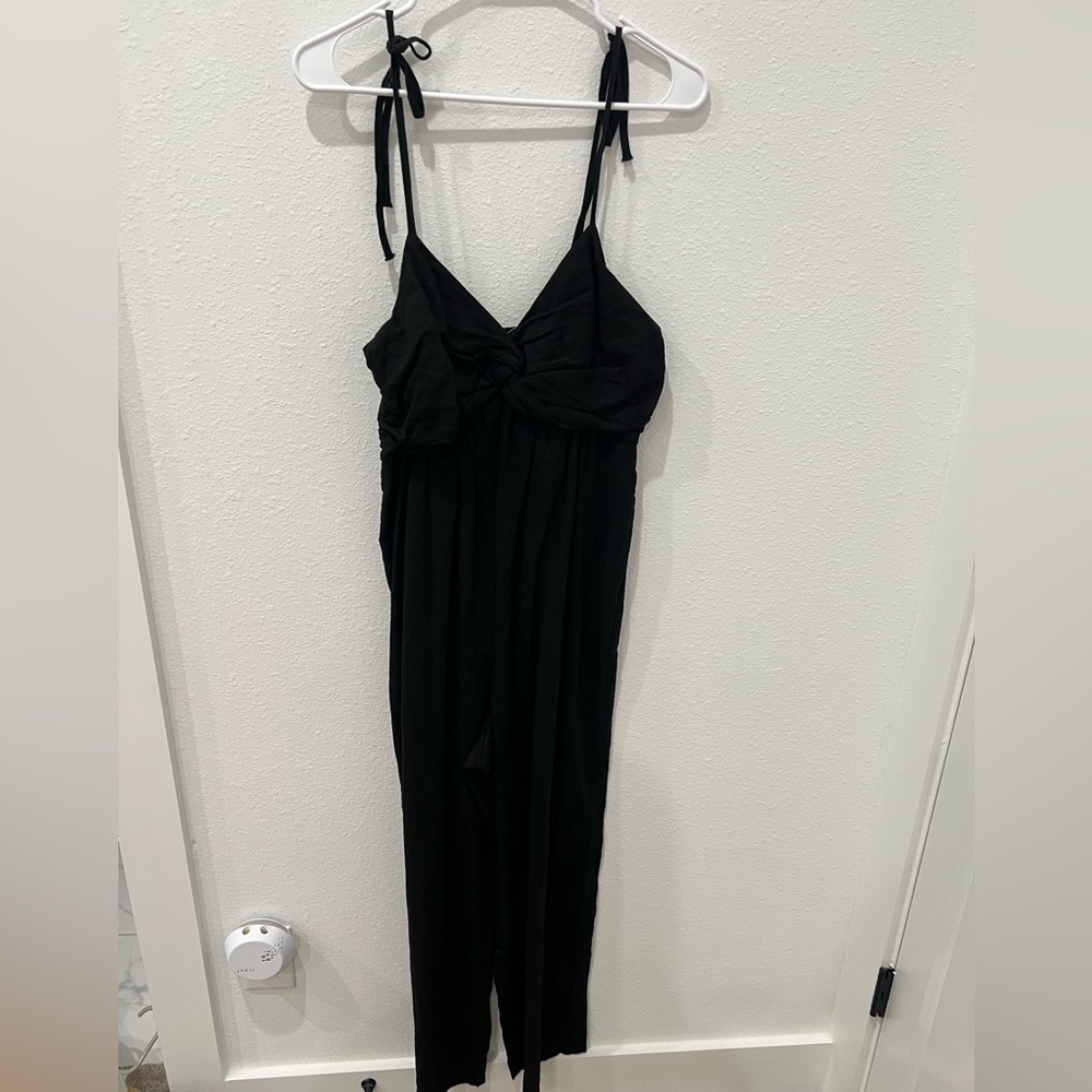 Black Tie-Strap Jumpsuit
